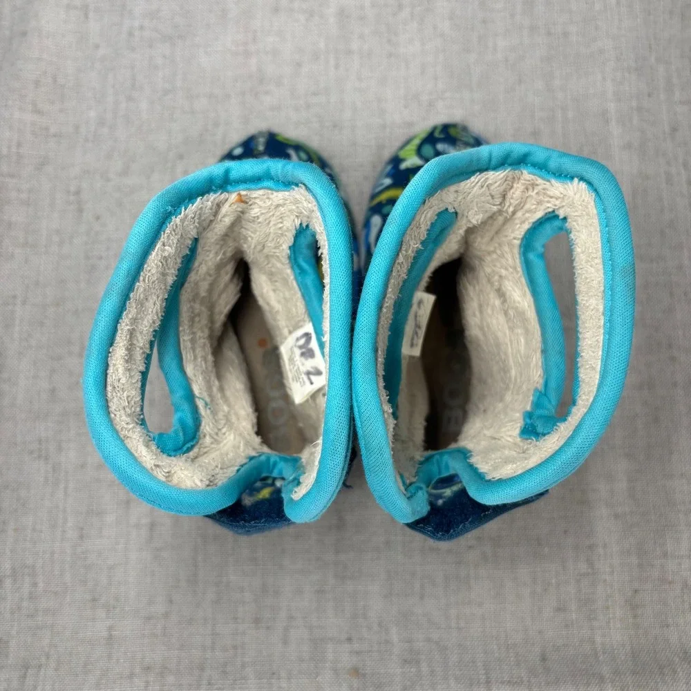 Bogs Baby Boots Safari Animal Print Blue Green Insulated Waterproof Boots Size 5